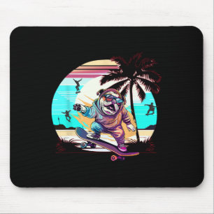 Tapis De Souris Chien drôle Bouledogue français planche à roulette