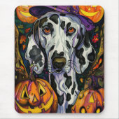Tapis De Souris Chien éffrayant Dalmatien Halloween sorcière et Ci (Devant)