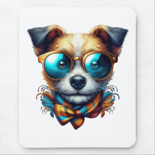 Tapis De Souris Chien Élégant Avec Des Lunettes Art De Compagnie M