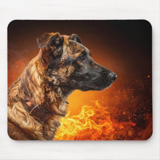 Tapis De Souris Chien en flammes (Devant)