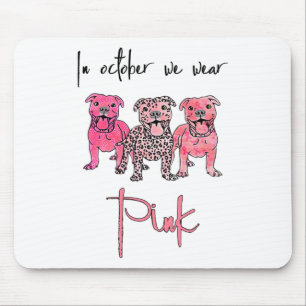 Tapis De Souris Chien En Octobre Nous Portons Le Ruban Rose Cancer