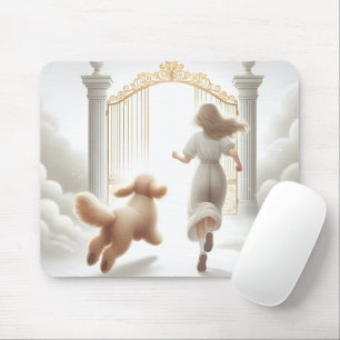 Tapis De Souris Chien et femme aux portes célestes