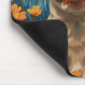 Tapis De Souris Chien et fleurs Brown et blancs mignons (Coin)