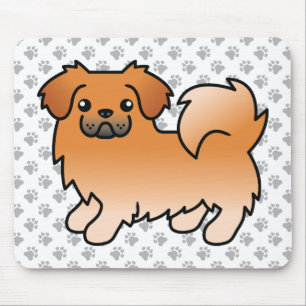 Tapis De Souris Chien et pattes en caricature tibétain rouge