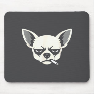 Tapis De Souris Chien fumant une cigarette Mème drôle de Chihuahua