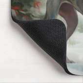Tapis De Souris Chien gris à Noël de neige (Coin)