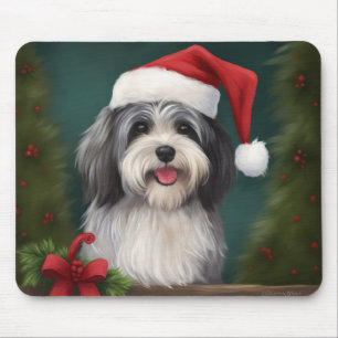 Tapis De Souris Chien Havanais dans la neige de Noël