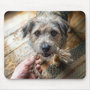 Tapis De Souris Chien jouant avec une corde