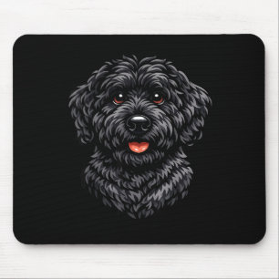 Tapis De Souris Chien labradoodle noir art mignon doodle chiot pou