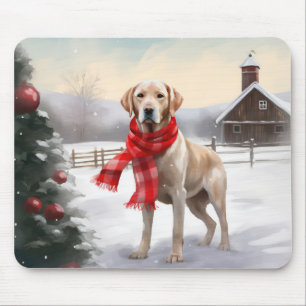 Tapis De Souris Chien Labrador dans la neige de Noël
