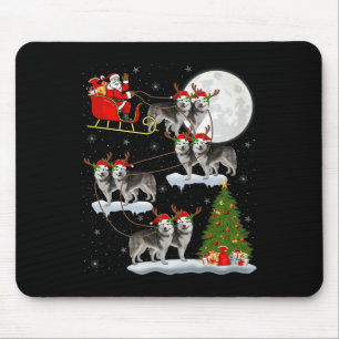 Tapis De Souris Chien Malamute d'Alaska Père Noël Traîneau Volant