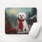 Tapis De Souris Chien maltais à Noël de neige (Avec souris)