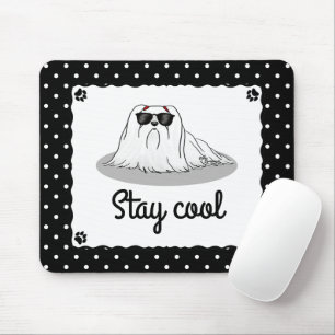 Tapis De Souris Chien maltais cool avec lunettes de soleil mignon