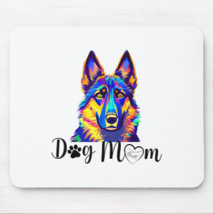Tapis De Souris Chien Maman Cool Coloré Allemand Berger Coeur Paw