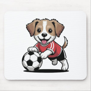 Tapis De Souris Chien Mignon Chiot Jouant Au Football Chiens Chiot