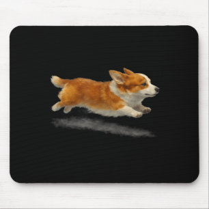 Tapis De Souris Chien mignon qui court mème d'art drôle de corgi q