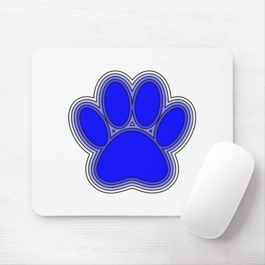 Tapis De Souris Chien Paw En Bleu Avec Contours (Avec souris)