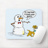 Tapis De Souris Chien Pees sur Snowman Cartoon bleu (Avec souris)