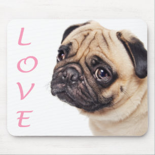 Tapis de souris Chien Pug Bébé d'amour