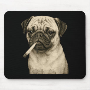 Tapis De Souris Chien Pug Fumant Une Cigarette Mème Génération Z G