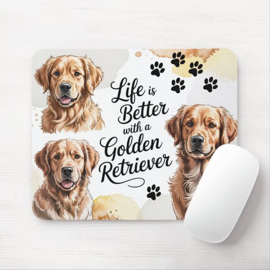 Tapis De Souris Chien Retriever doré (Avec souris)
