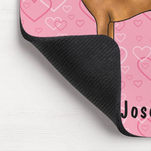 Tapis De Souris Chien Rhodesian Ridgeback Sur Coeurs Rose Avec Nom (Coin)