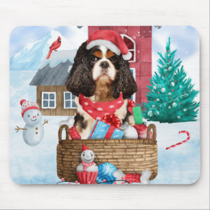Tapis De Souris Chien Roi Cavalier dans la neige Maison de Chien N