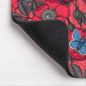 Tapis De Souris Chien rose et papillons en rouge et bleu (Coin)