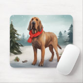 Tapis De Souris Chien sanglant à Noël de neige (Avec souris)