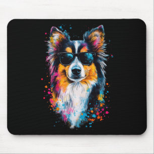 Tapis De Souris Chien Shetland coloré Chien Cheveux Visage mignon