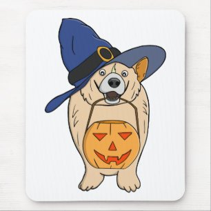 Tapis De Souris Chien Sorcière Citrouille