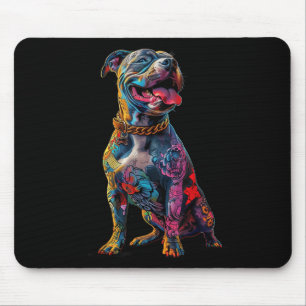 Tapis De Souris Chien Tatouages Pitbull Tatoué Colorful Chien Tato