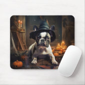 Tapis De Souris Chien-taureau Citrouille Halloween effrayant (Avec souris)