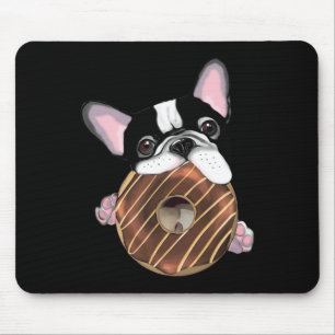 Tapis De Souris Chien-taureau Français Et Donat Au Chocolat
