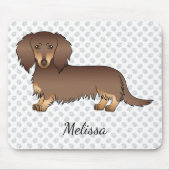 Tapis De Souris Chien teckel à poil long chocolat et feu & nom (Devant)