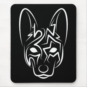Tapis De Souris Chien tribal noir et blanc