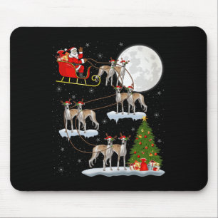 Tapis De Souris Chien Whippet Santa Traîneau Volant Drôle Magique
