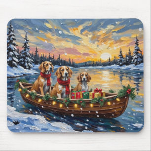 Tapis De Souris Chiens Afghans Noël Bateau Vacances