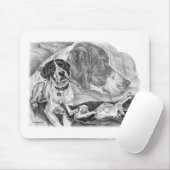 Tapis De Souris Chiens anglais noirs et blancs d'indicateur (Avec souris)