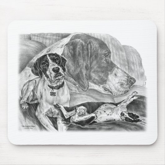 Tapis De Souris Chiens anglais noirs et blancs d'indicateur (Devant)