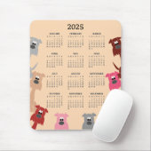 Tapis De Souris Chiens colorés 2025 Calendrier Mousepad (Avec souris)