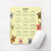 Tapis De Souris Chiens colorés 2025 Calendrier Mousepad (Avec souris)