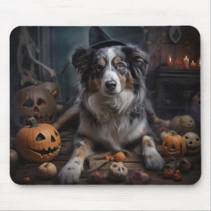 Tapis De Souris Chiens de berger australiens Citrouilles Halloween