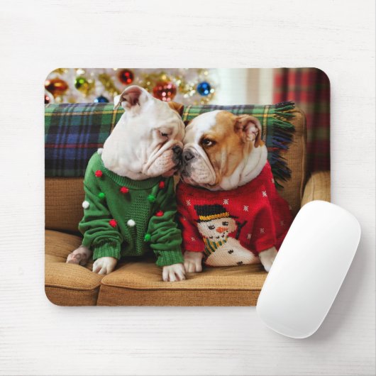 Tapis De Souris Chiens de Noël en pulls (Avec souris)