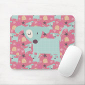 Tapis De Souris Chiens, étoiles et fleurs (Avec souris)