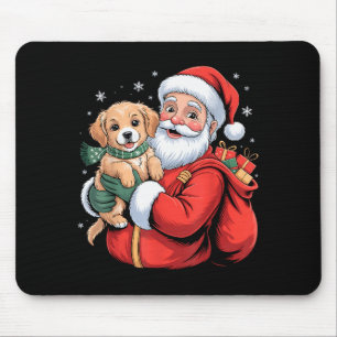 Tapis De Souris Chiens Golden Retriever Chiot Père Noël Noël Drôle