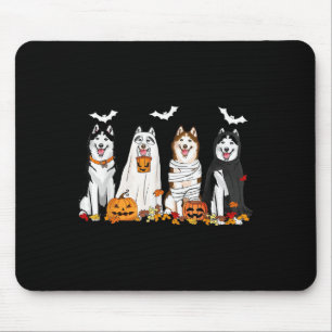 Tapis De Souris Chiens Husky Cute Ghost Mummy Witch Halloween Éffr