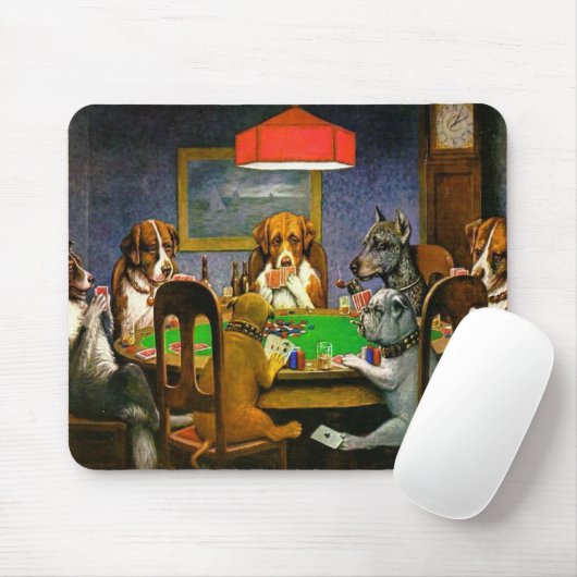 Tapis De Souris Chiens jouant au poker (Avec souris)