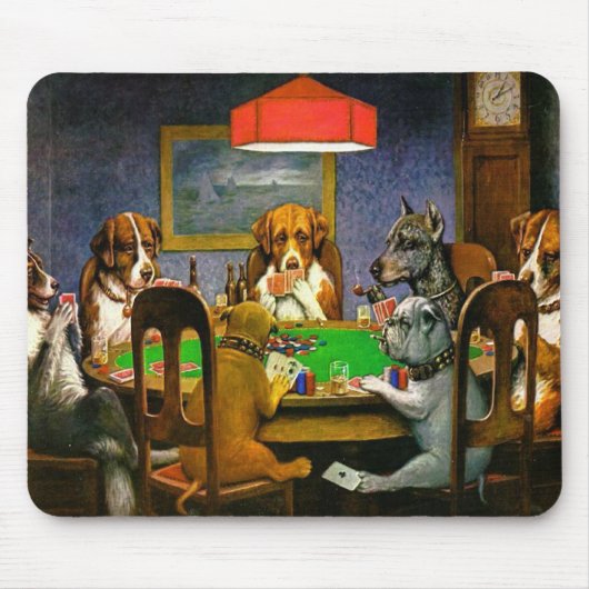 Tapis De Souris Chiens jouant au poker (Devant)