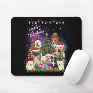 Tapis De Souris Chiens Joyeux Noël Lumière